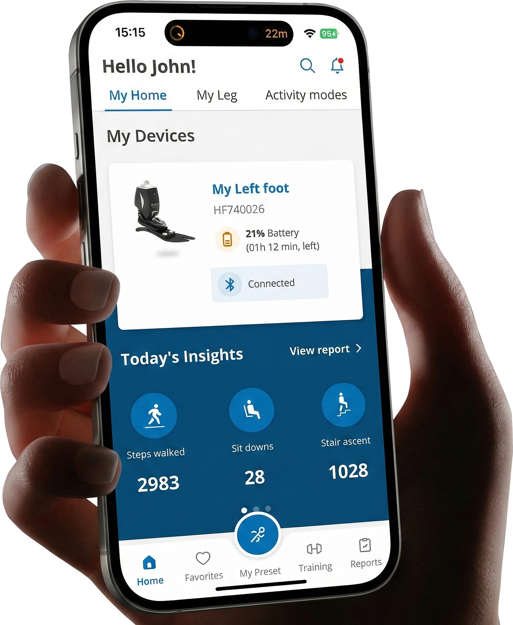 B2C Mobile application for prosthetic device